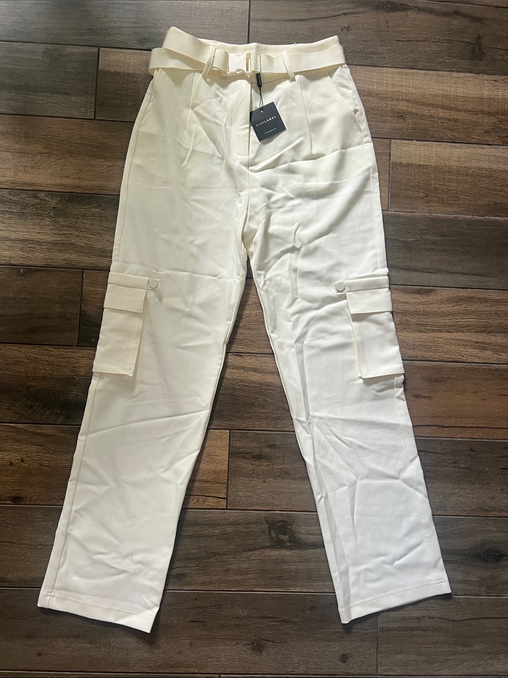 JLUXLABEL Cream Cargo Pants with Utility Belt